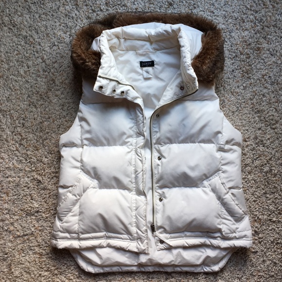J. Crew Faux Fur Hood Trimmed Down Vest - Picture 2 of 8